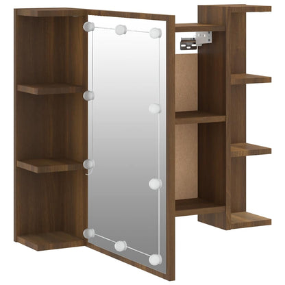 vidaXL Armoire de toilette avec LED aspect chêne marron 70x16,5x60 cm