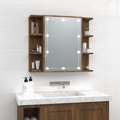 vidaXL Armoire de toilette avec LED aspect chêne marron 70x16,5x60 cm