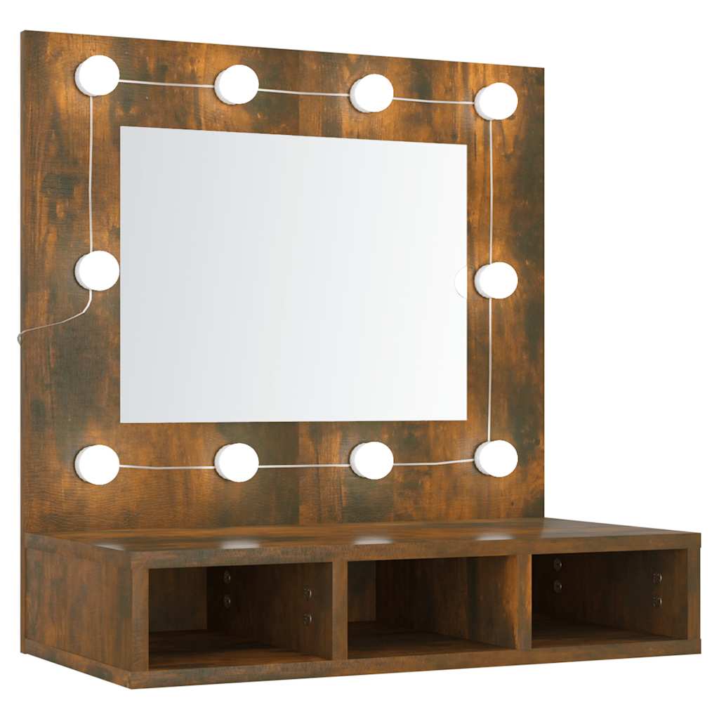 vidaXL Armoire de toilette avec LED Chêne fumé 60x31,5x62 cm