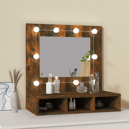 vidaXL Armoire de toilette avec LED Chêne fumé 60x31,5x62 cm