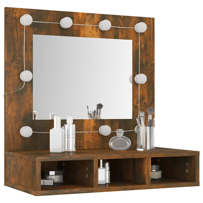 vidaXL Armoire de toilette avec LED Chêne fumé 60x31,5x62 cm