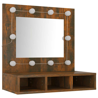 vidaXL Armoire de toilette avec LED Chêne fumé 60x31,5x62 cm