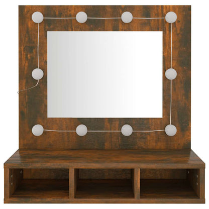vidaXL Armoire de toilette avec LED Chêne fumé 60x31,5x62 cm