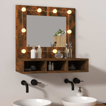 vidaXL Armoire de toilette avec LED Chêne fumé 60x31,5x62 cm