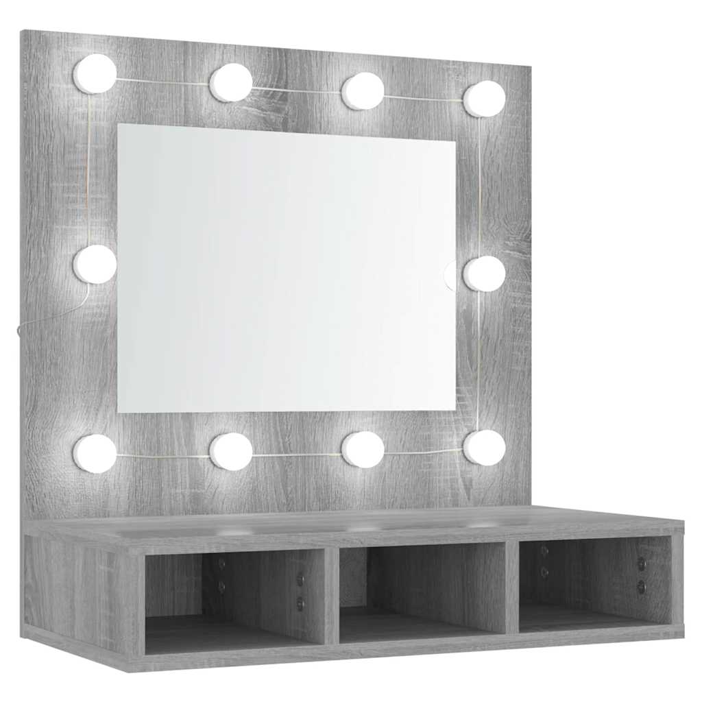 vidaXL Armoire de toilette avec LED gris Sonoma 60x31,5x62 cm