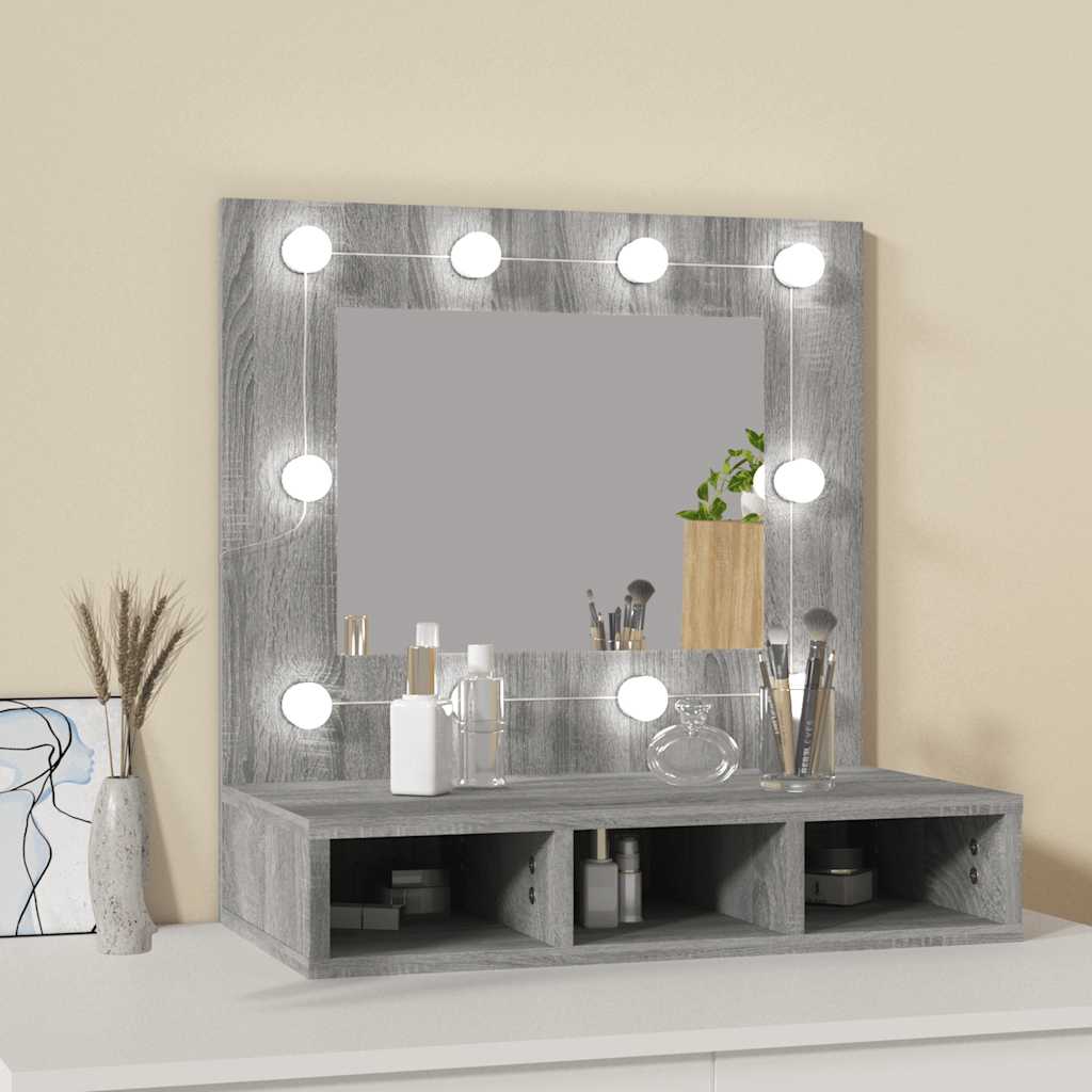 vidaXL Armoire de toilette avec LED gris Sonoma 60x31,5x62 cm