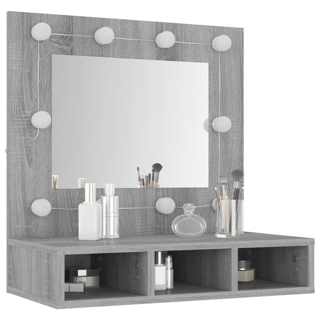 vidaXL Armoire de toilette avec LED gris Sonoma 60x31,5x62 cm