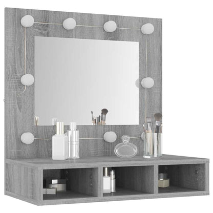 vidaXL Armoire de toilette avec LED gris Sonoma 60x31,5x62 cm