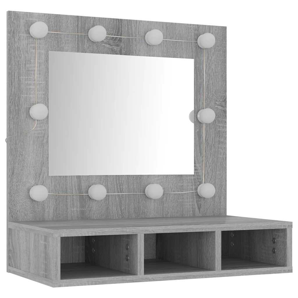 vidaXL Armoire de toilette avec LED gris Sonoma 60x31,5x62 cm