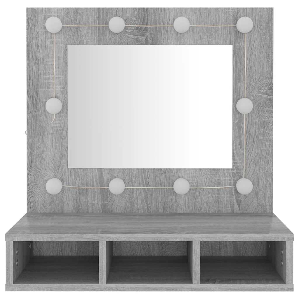 vidaXL Armoire de toilette avec LED gris Sonoma 60x31,5x62 cm