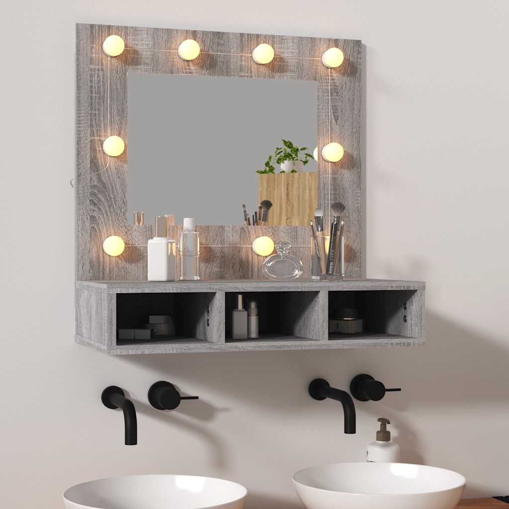 vidaXL Armoire de toilette avec LED gris Sonoma 60x31,5x62 cm