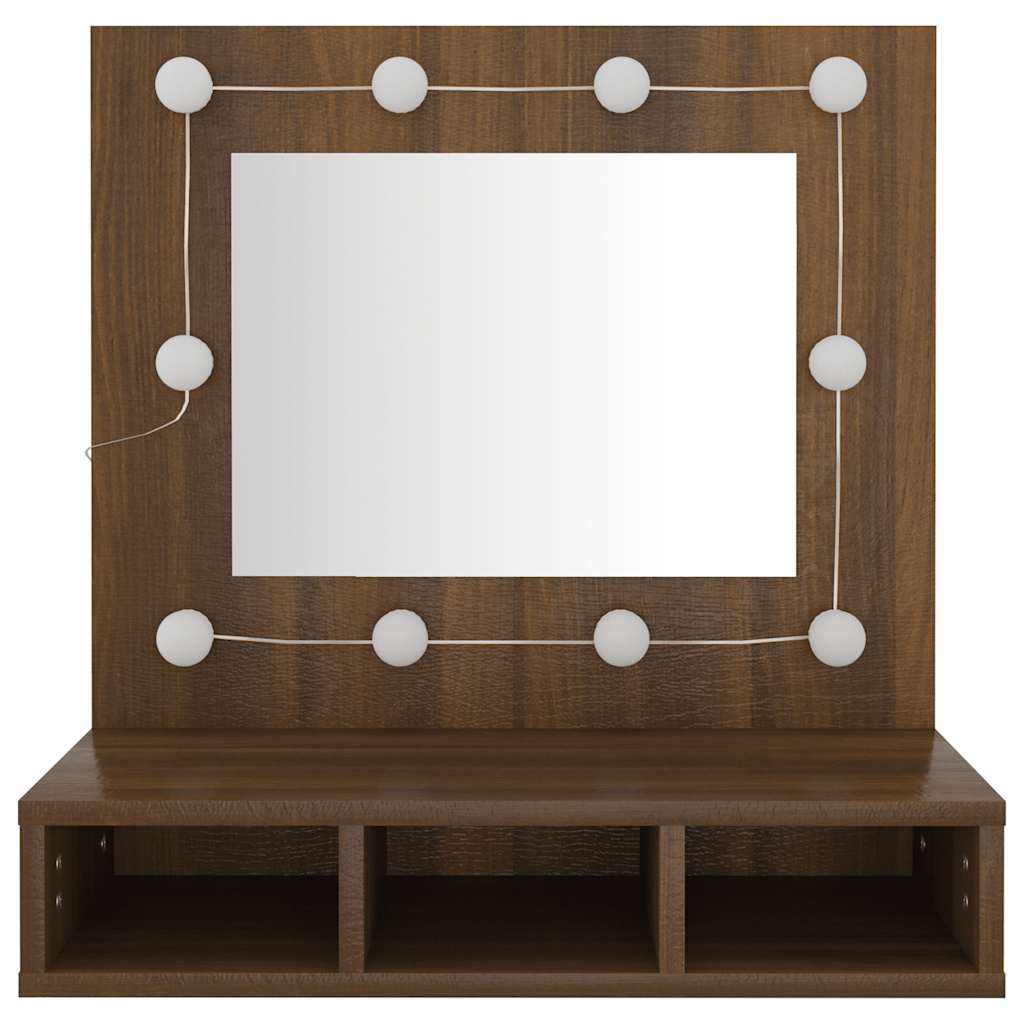 vidaXL Armoire de toilette avec LED aspect chêne marron 60x31,5x62 cm