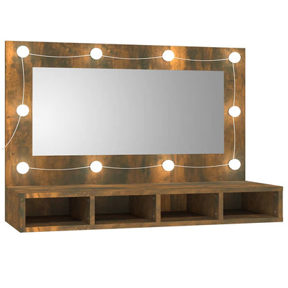 vidaXL Armoire de toilette avec LED Chêne fumé 90x31,5x62 cm