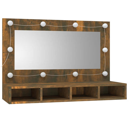 vidaXL Armoire de toilette avec LED Chêne fumé 90x31,5x62 cm