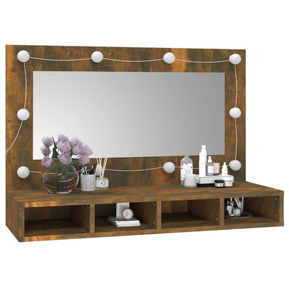 vidaXL Armoire de toilette avec LED Chêne fumé 90x31,5x62 cm