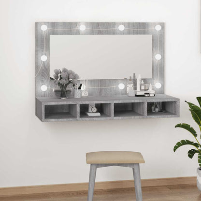 vidaXL Armoire de toilette avec LED Gris Sonoma 90x31,5x62 cm