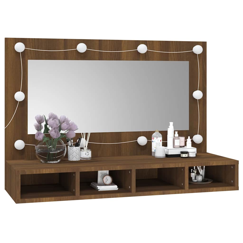 vidaXL Armoire de toilette avec LED aspect chêne marron 90x31,5x62 cm
