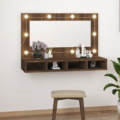 vidaXL Armoire de toilette avec LED aspect chêne marron 90x31,5x62 cm