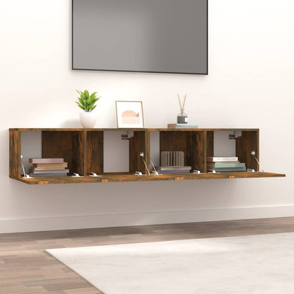 vidaXL Meubles TV 2 pcs Chêne fumé 80x30x30 cm Bois d'ingénierie