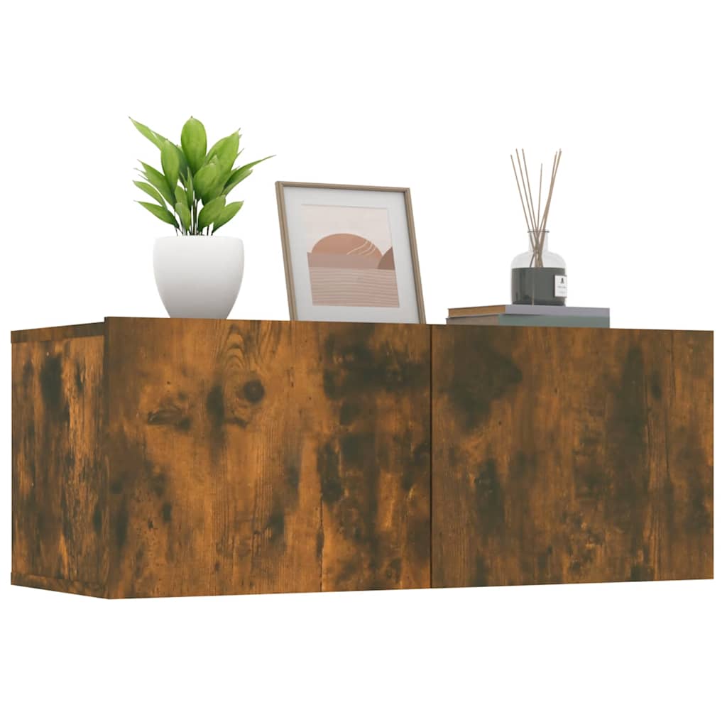 vidaXL Meubles TV 2 pcs Chêne fumé 80x30x30 cm Bois d'ingénierie