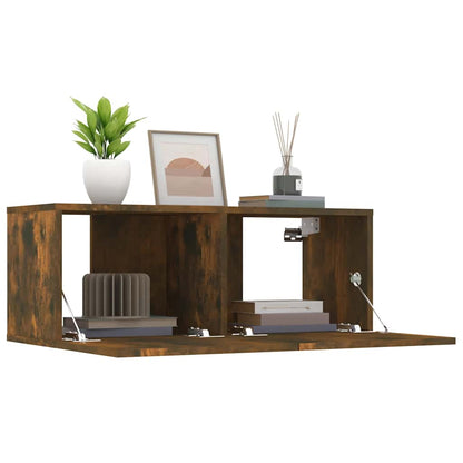 vidaXL Meubles TV 2 pcs Chêne fumé 80x30x30 cm Bois d'ingénierie