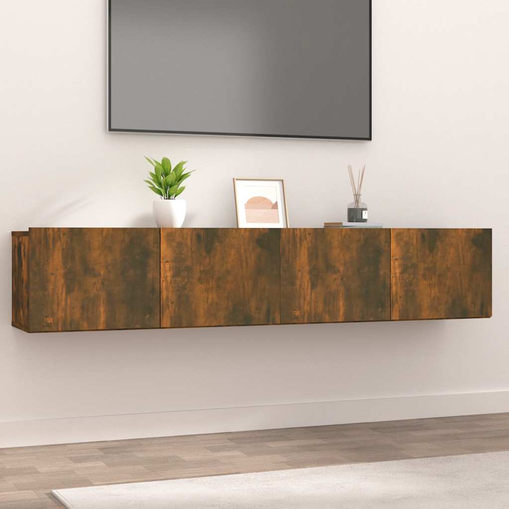 vidaXL Meubles TV 2 pcs Chêne fumé 80x30x30 cm Bois d'ingénierie