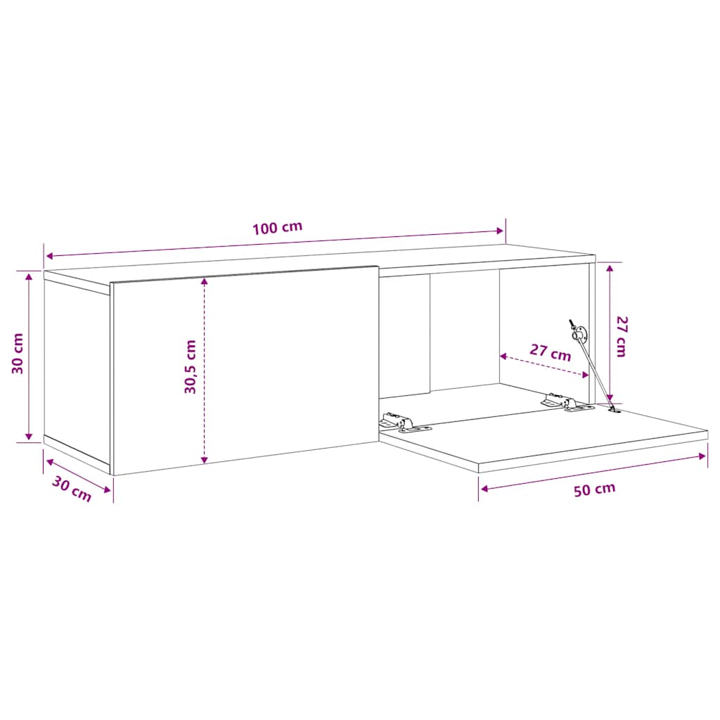 vidaXL TV-Wandschränke 2 Stk. Räuchereiche 100x30x30 cm Holzwerkstoff