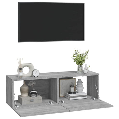 vidaXL TV-Wandschränke 2 Stk. Grau Sonoma 100x30x30 cm Holzwerkstoff