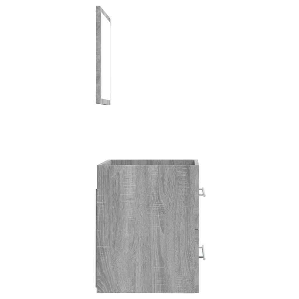 vidaXL Badschrank mit Spiegel Grau Sonoma 41x38,5x48 cm