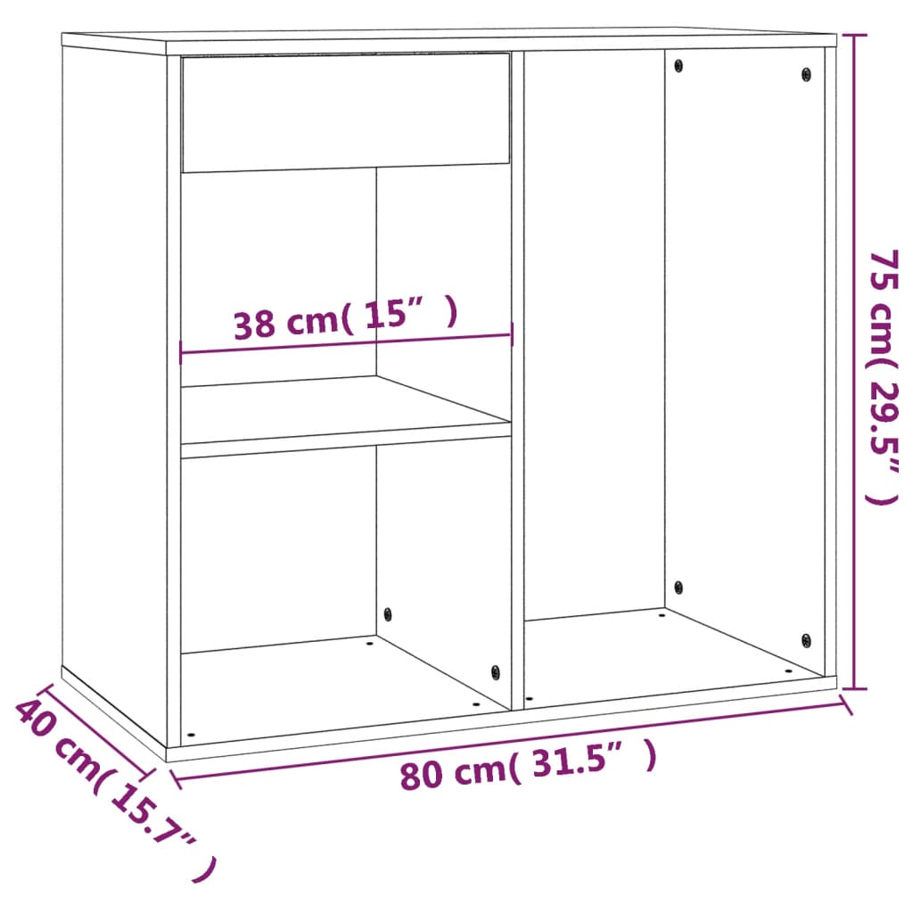 vidaXL Meuble de maquillage gris sonoma 80x40x75 cm Bois d'ingénierie