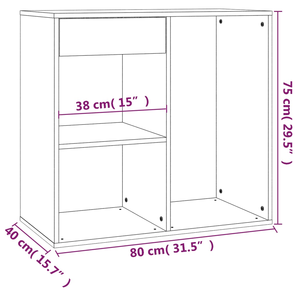 vidaXL Meuble de maquillage Marron Chêne 80x40x75 cm Bois d'ingénierie
