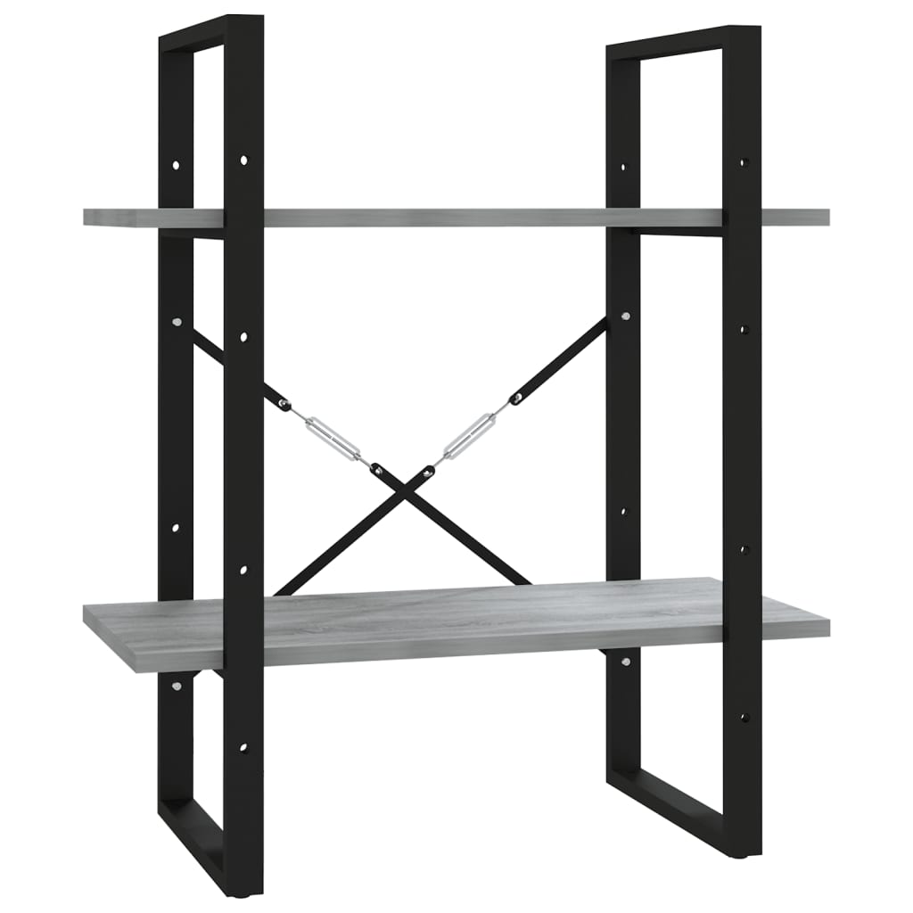 vidaXL Bücherregal 2 Fächer Grau Sonoma 60x30x70 cm Holzwerkstoff