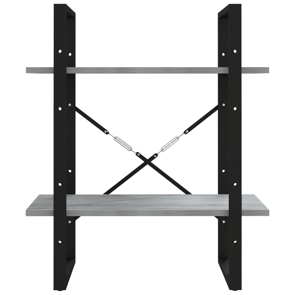 vidaXL Bücherregal 2 Fächer Grau Sonoma 60x30x70 cm Holzwerkstoff