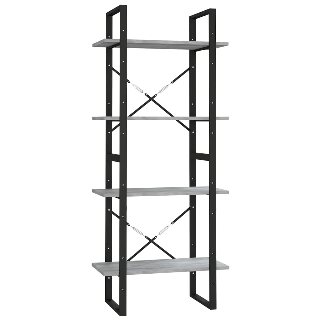 vidaXL Bücherregal 4 Fächer Grau Sonoma 60x30x140 cm Holzwerkstoff