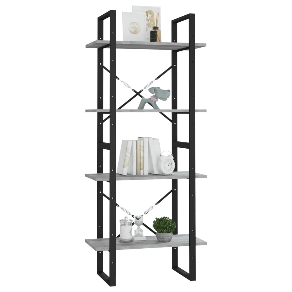 vidaXL Bücherregal 4 Fächer Grau Sonoma 60x30x140 cm Holzwerkstoff