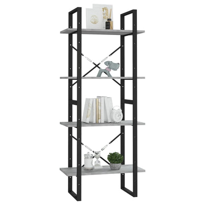 vidaXL Bücherregal 4 Fächer Grau Sonoma 60x30x140 cm Holzwerkstoff