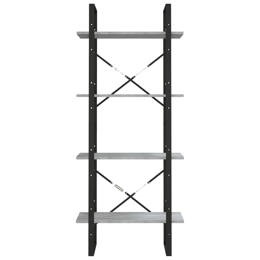 vidaXL Bücherregal 4 Fächer Grau Sonoma 60x30x140 cm Holzwerkstoff