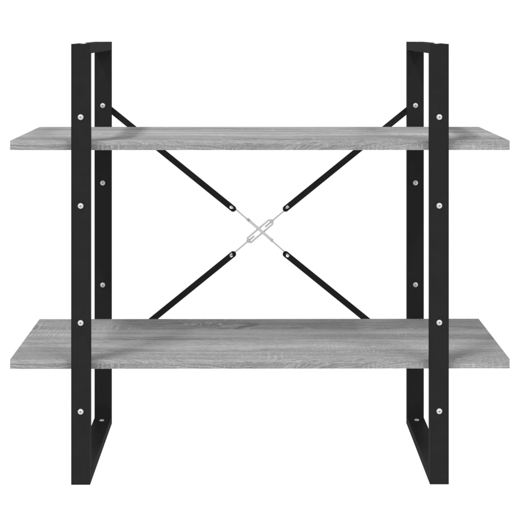 vidaXL Bücherregal 2 Fächer Grau Sonoma 80x30x70 cm Holzwerkstoff