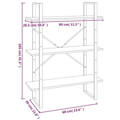 vidaXL Bücherregal Grau Sonoma 80x30x105 cm Holzwerkstoff