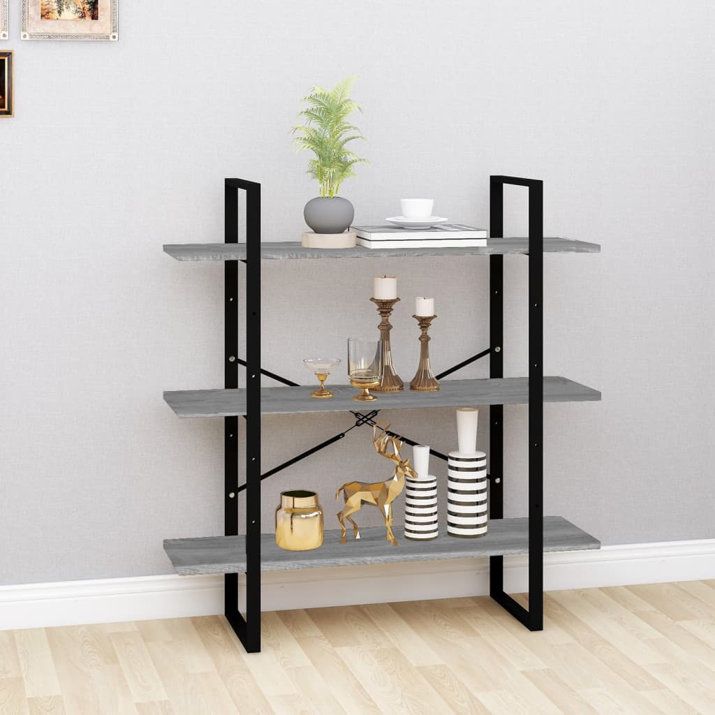 vidaXL Bücherregal Grau Sonoma 100x30x105 cm Holzwerkstoff