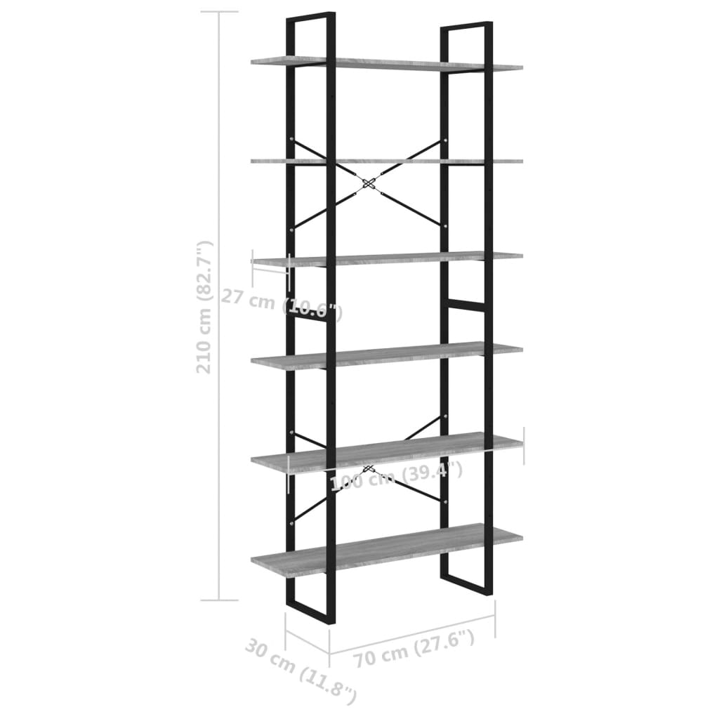 vidaXL Armoire haute gris Sonoma 100x30x210 cm Aggloméré