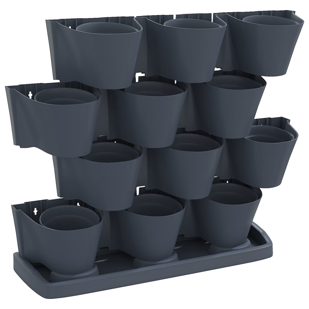 vidaXL Jardinière verticale, 12 pcs, anthracite, polypropylène