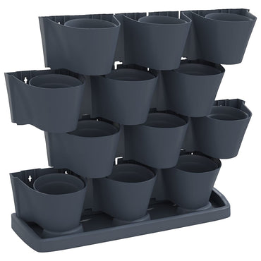 vidaXL Jardinière verticale, 12 pcs, anthracite, polypropylène