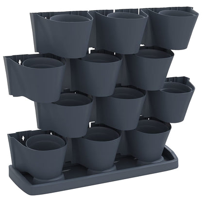 vidaXL Jardinière verticale, 12 pcs, anthracite, polypropylène