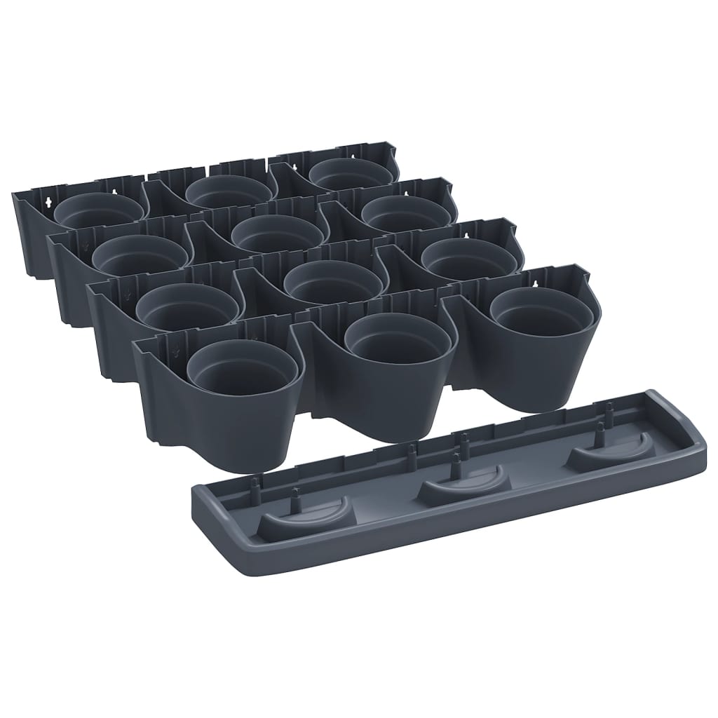 vidaXL Jardinière verticale, 12 pcs, anthracite, polypropylène