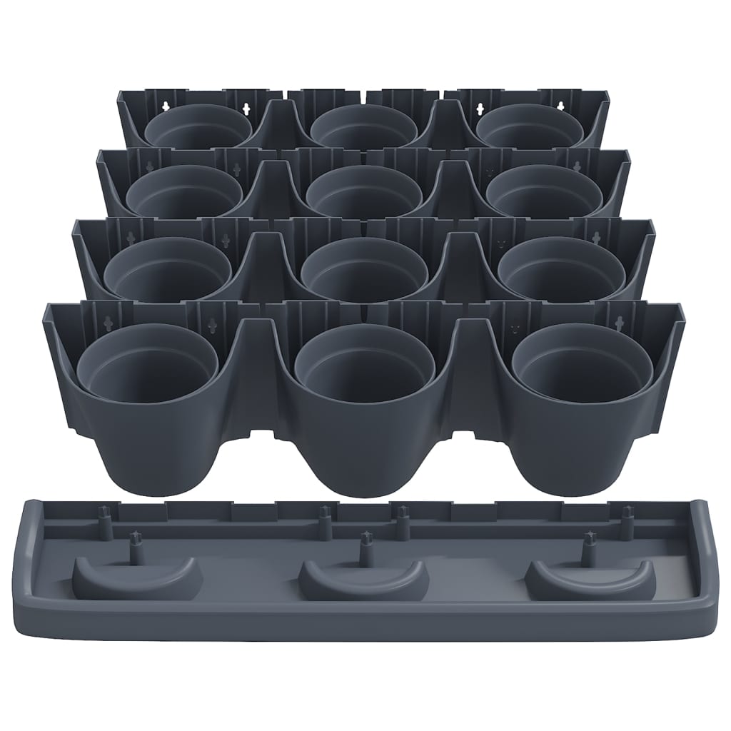 vidaXL Jardinière verticale, 12 pcs, anthracite, polypropylène