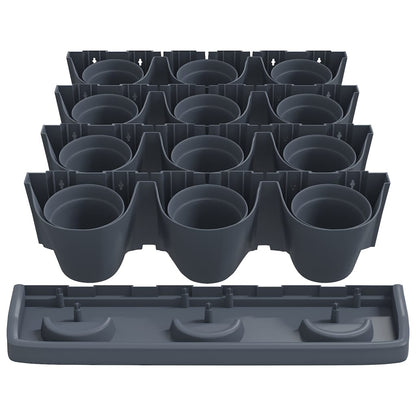 vidaXL Jardinière verticale, 12 pcs, anthracite, polypropylène