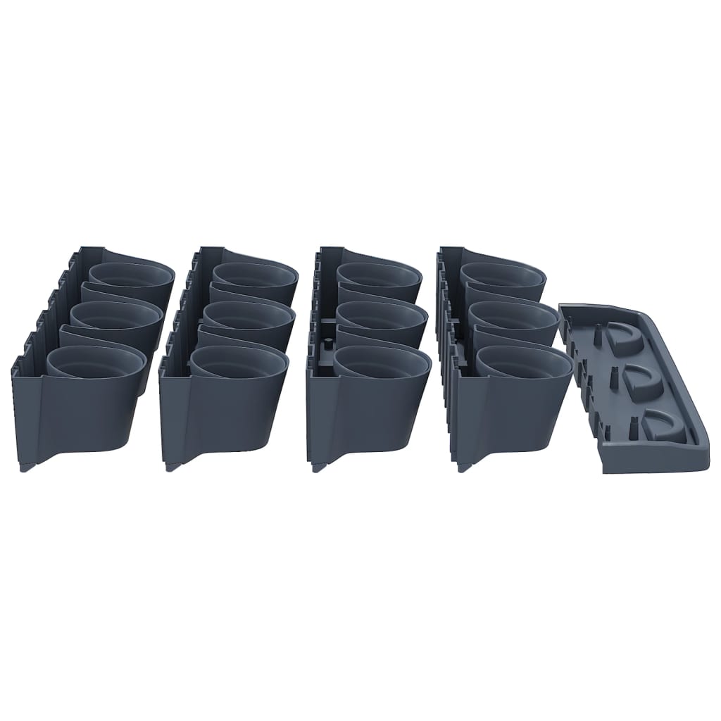 vidaXL Jardinière verticale, 12 pcs, anthracite, polypropylène