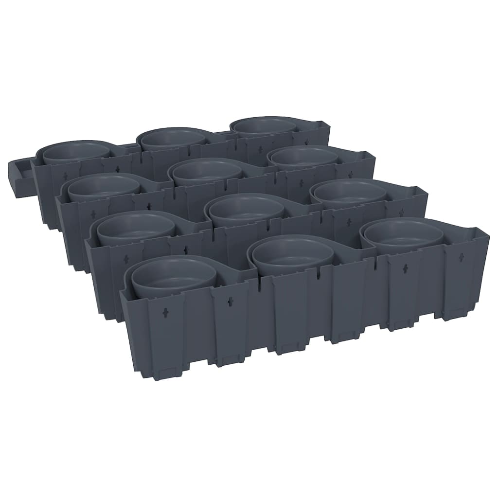 vidaXL Jardinière verticale, 12 pcs, anthracite, polypropylène