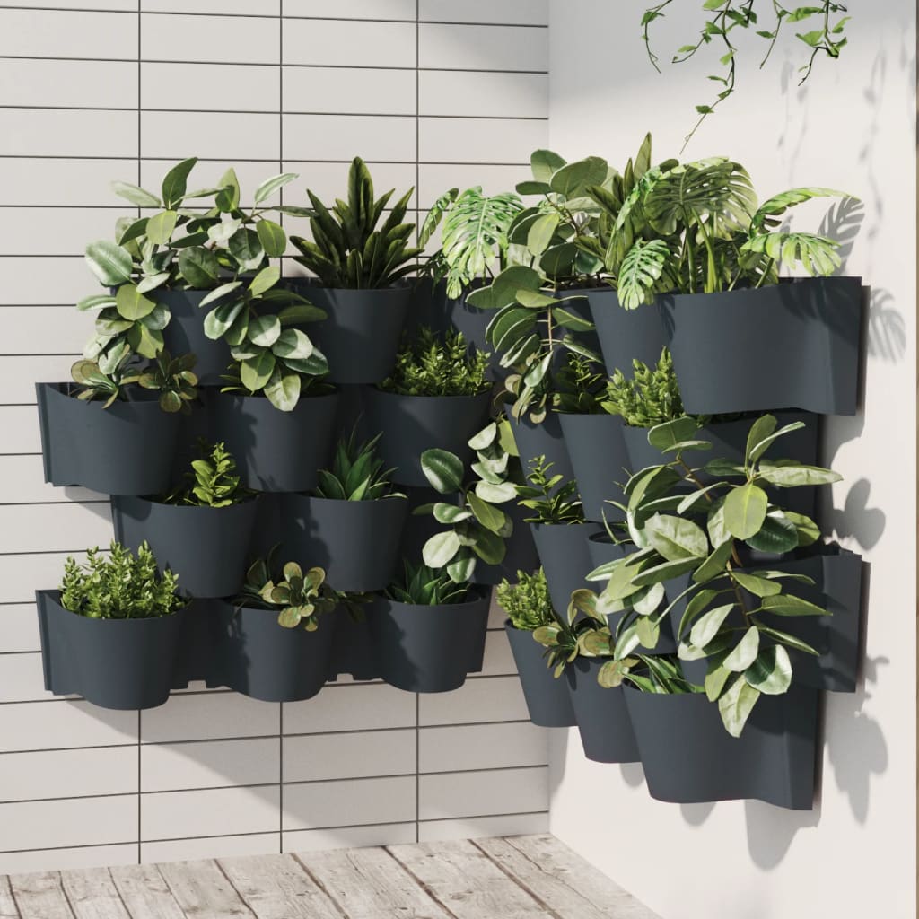 vidaXL Jardinière verticale, 12 pcs, anthracite, polypropylène